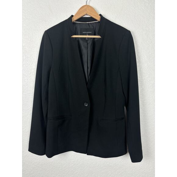 Banana Republic Womens Blazer‎ Jacket Sz 10 Black Office Career Layering Staple - Picture 1 of 7